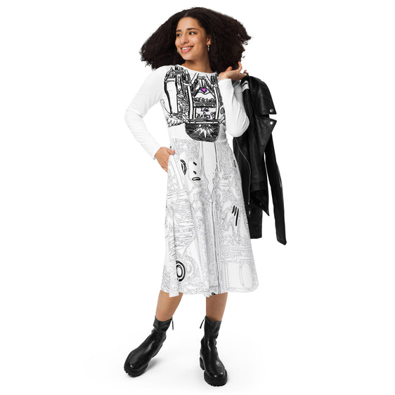 Robe manches longues avec impression all over